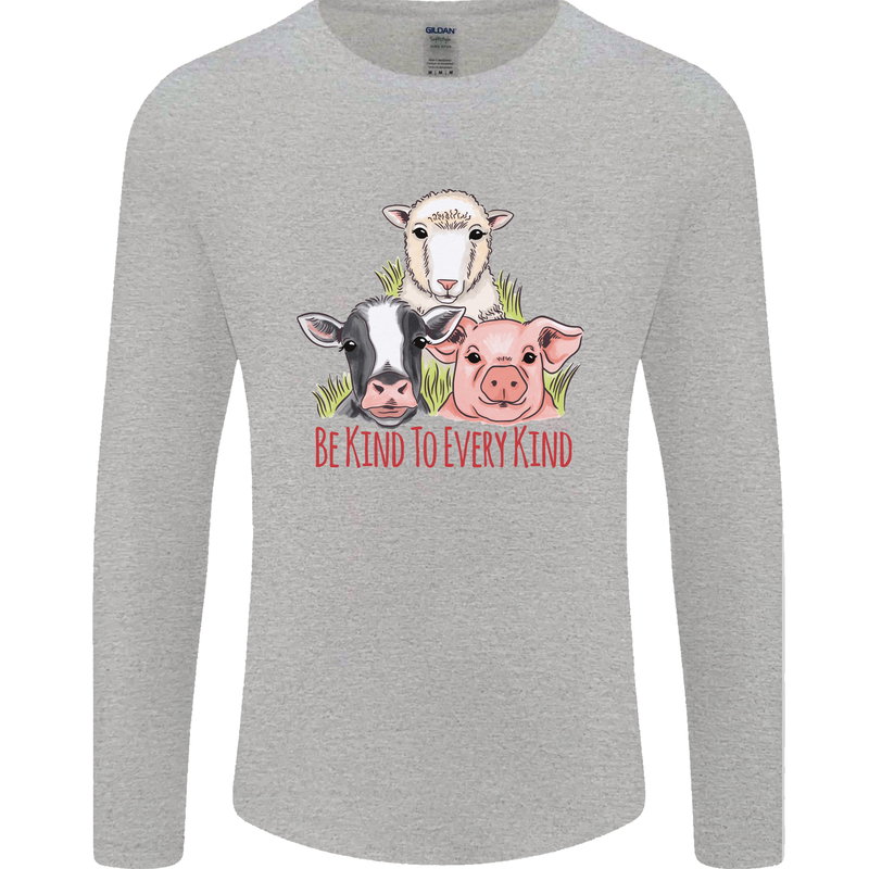 Vegan Kind to Ever Kind Vegetarian Mens Long Sleeve T-Shirt Sports Grey