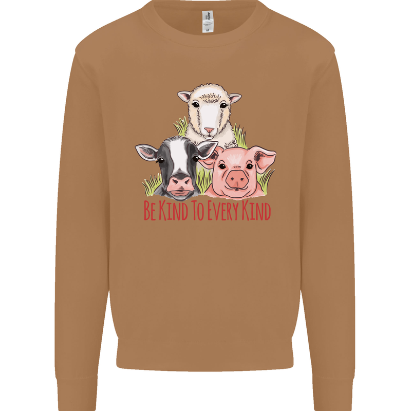 Vegan Kind to Ever Kind Vegetarian Mens Sweatshirt Jumper Caramel Latte