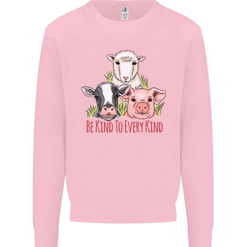 Vegan Kind to Ever Kind Vegetarian Mens Sweatshirt Jumper Light Pink