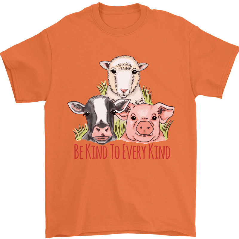Vegan Kind to Ever Kind Vegetarian Mens T-Shirt 100% Cotton Orange
