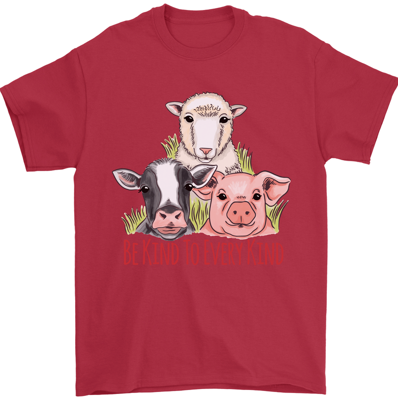 Vegan Kind to Ever Kind Vegetarian Mens T-Shirt 100% Cotton Red