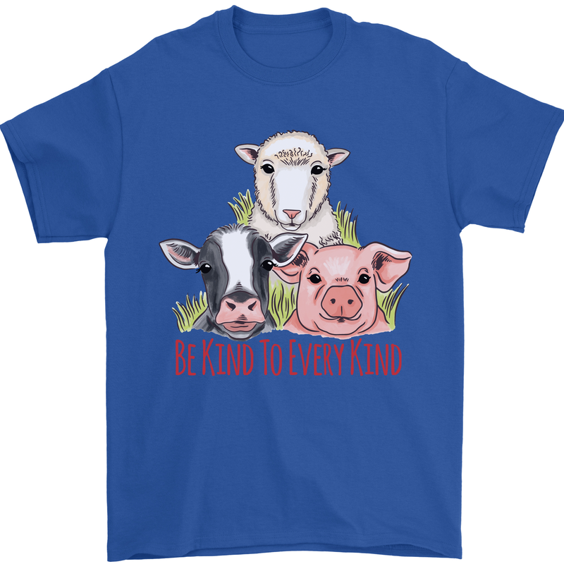 Vegan Kind to Ever Kind Vegetarian Mens T-Shirt 100% Cotton Royal Blue