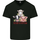 Vegan Kind to Ever Kind Vegetarian Mens V-Neck Cotton T-Shirt Black