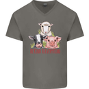 Vegan Kind to Ever Kind Vegetarian Mens V-Neck Cotton T-Shirt Charcoal
