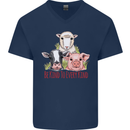 Vegan Kind to Ever Kind Vegetarian Mens V-Neck Cotton T-Shirt Navy Blue