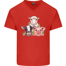 Vegan Kind to Ever Kind Vegetarian Mens V-Neck Cotton T-Shirt Red