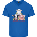 Vegan Kind to Ever Kind Vegetarian Mens V-Neck Cotton T-Shirt Royal Blue