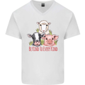 Vegan Kind to Ever Kind Vegetarian Mens V-Neck Cotton T-Shirt White
