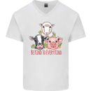 Vegan Kind to Ever Kind Vegetarian Mens V-Neck Cotton T-Shirt White