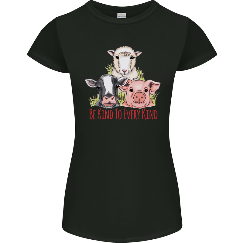 Vegan Kind to Ever Kind Vegetarian Womens Petite Cut T-Shirt Black