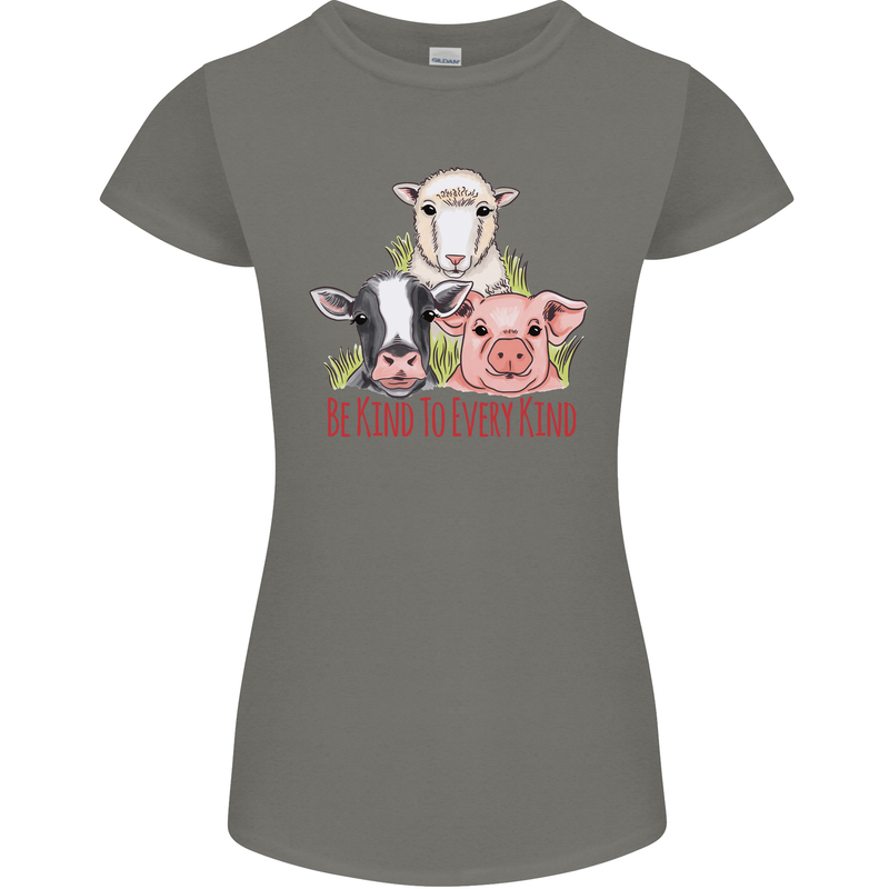 Vegan Kind to Ever Kind Vegetarian Womens Petite Cut T-Shirt Charcoal