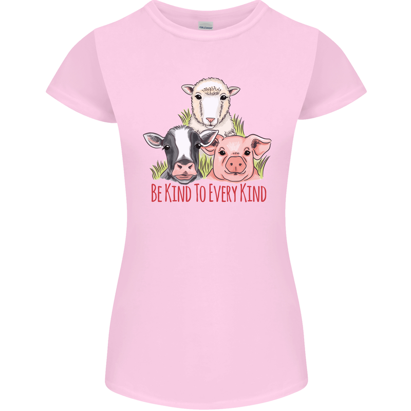 Vegan Kind to Ever Kind Vegetarian Womens Petite Cut T-Shirt Light Pink