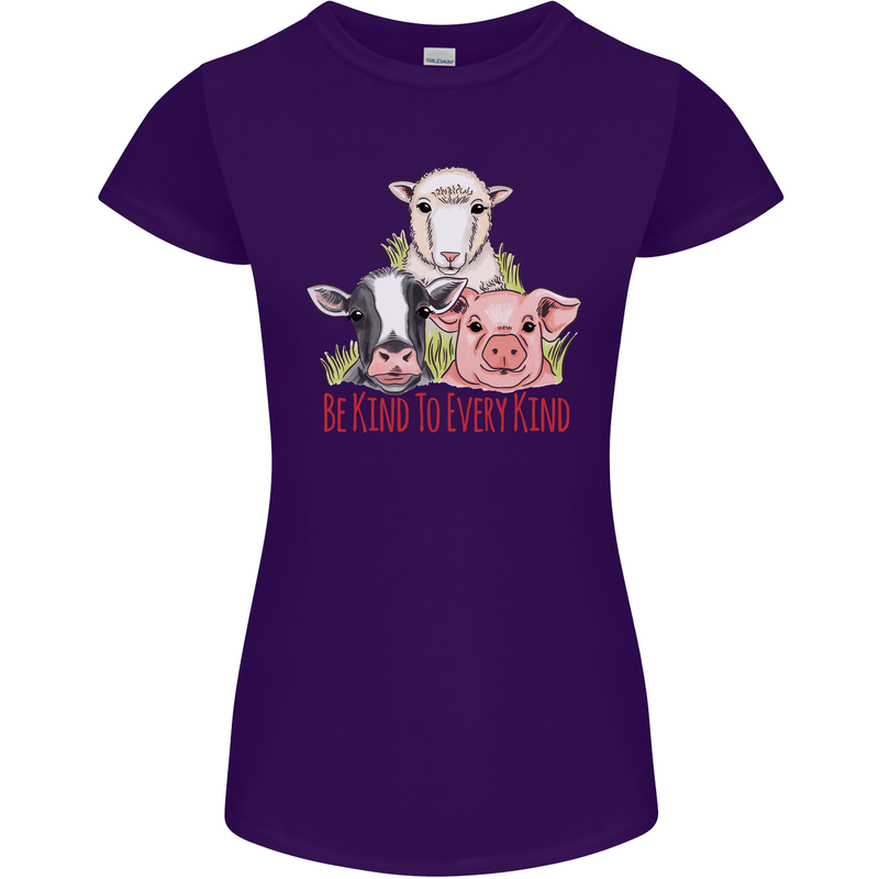 Vegan Kind to Ever Kind Vegetarian Womens Petite Cut T-Shirt Purple