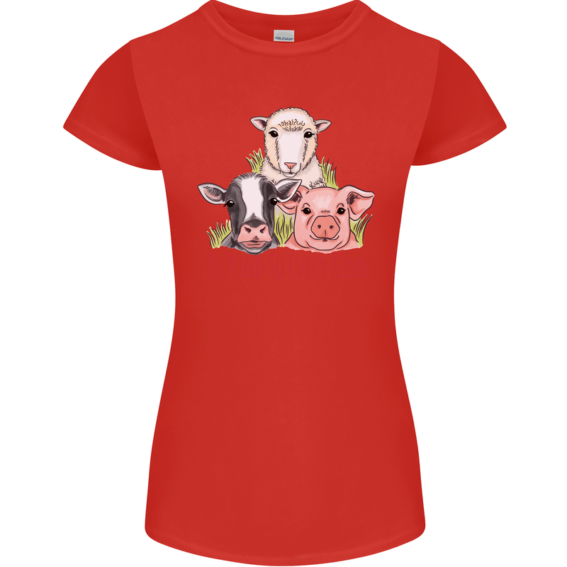 Vegan Kind to Ever Kind Vegetarian Womens Petite Cut T-Shirt Red