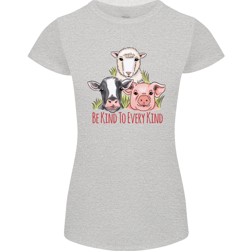 Vegan Kind to Ever Kind Vegetarian Womens Petite Cut T-Shirt Sports Grey