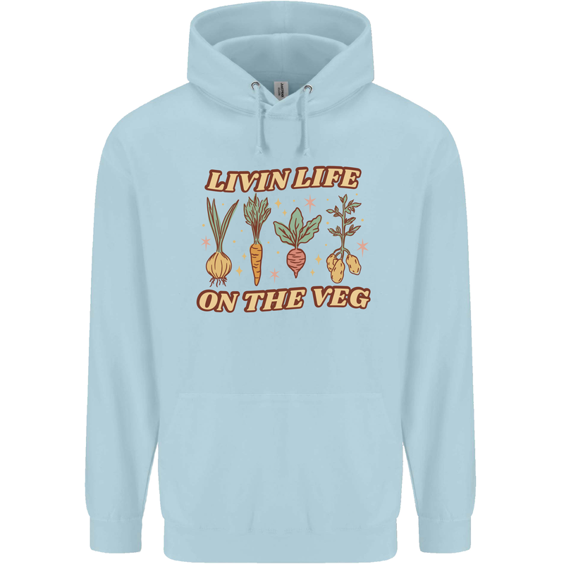 Vegan Living Life on the Veg Vegetarian Childrens Kids Hoodie Light Blue