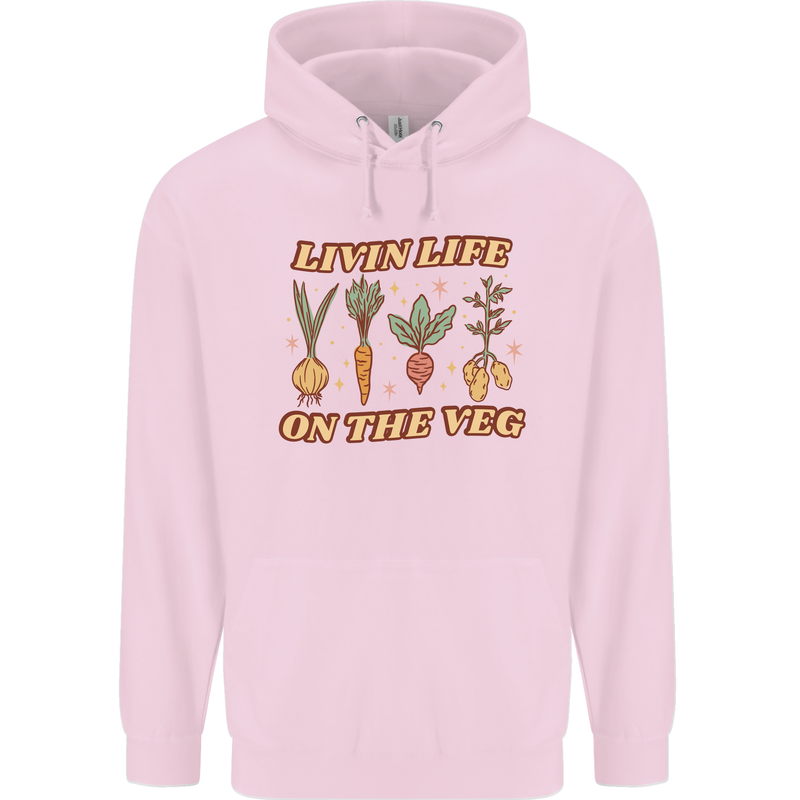 Vegan Living Life on the Veg Vegetarian Childrens Kids Hoodie Light Pink