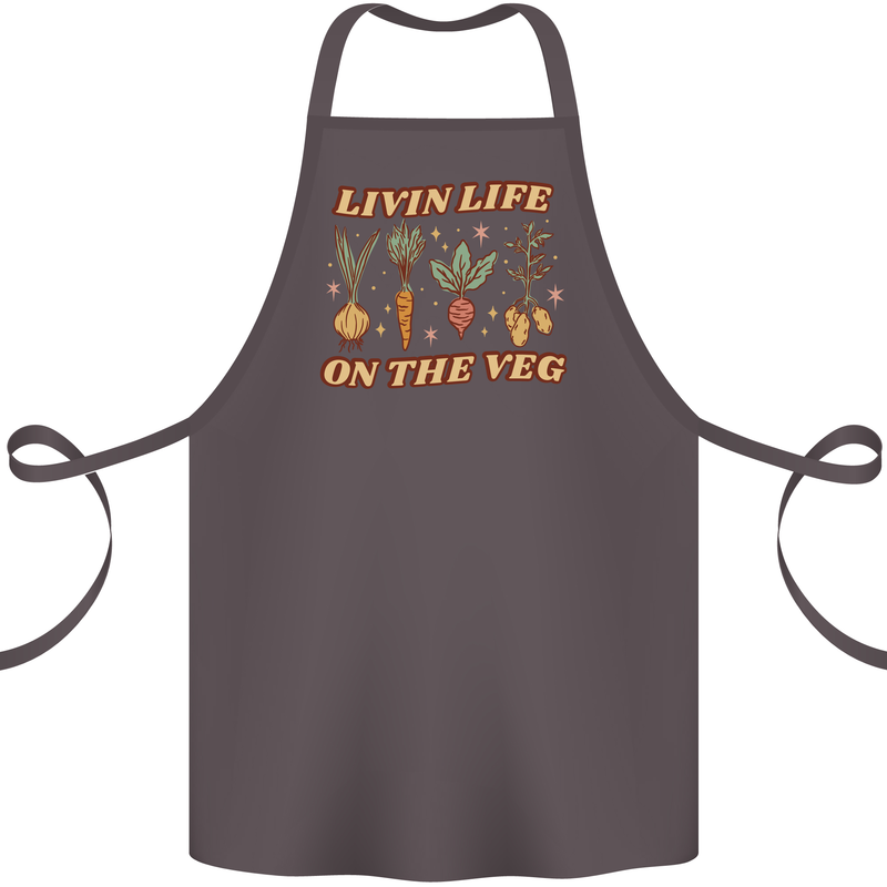 Vegan Living Life on the Veg Vegetarian Cotton Apron 100% Organic Dark Grey