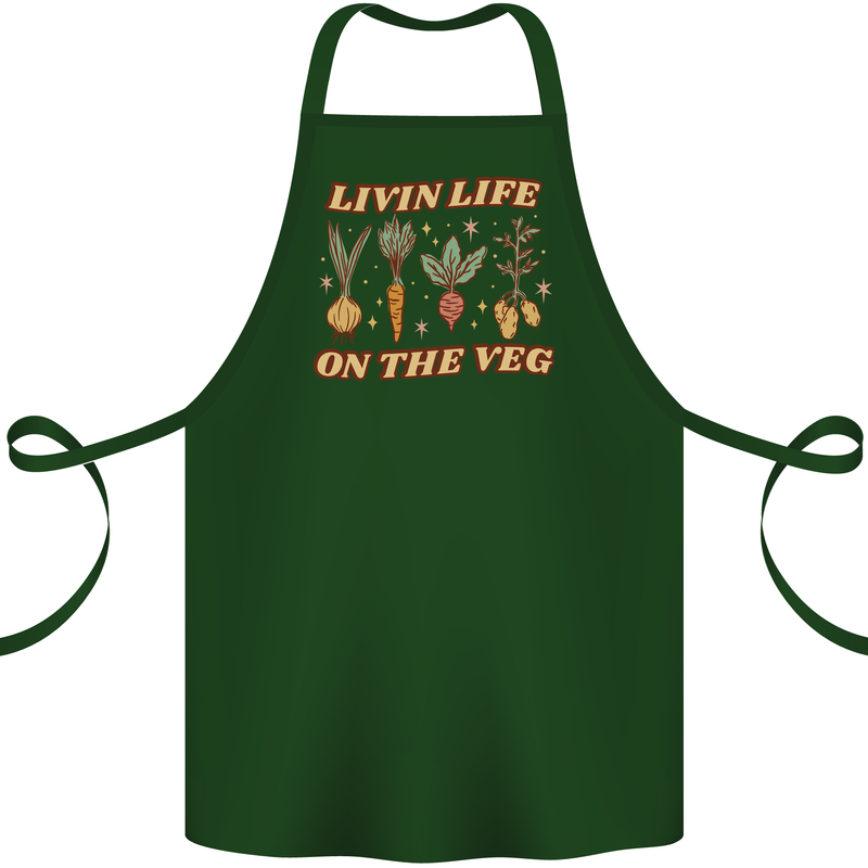 Vegan Living Life on the Veg Vegetarian Cotton Apron 100% Organic Forest Green