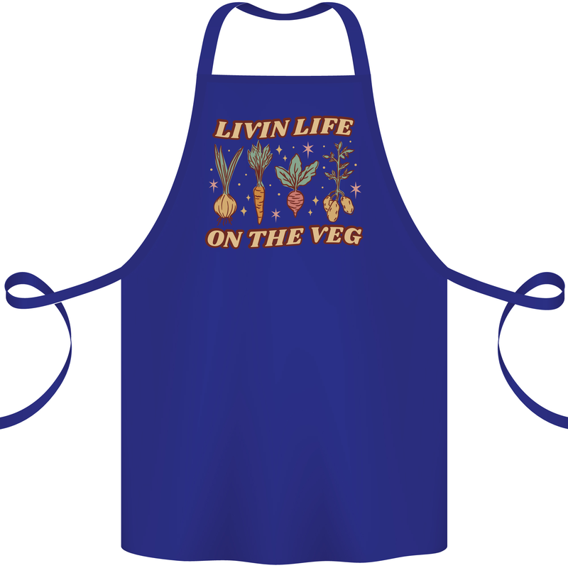 Vegan Living Life on the Veg Vegetarian Cotton Apron 100% Organic Royal Blue