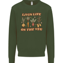Vegan Living Life on the Veg Vegetarian Kids Sweatshirt Jumper Forest Green