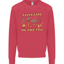 Vegan Living Life on the Veg Vegetarian Kids Sweatshirt Jumper Heliconia