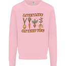Vegan Living Life on the Veg Vegetarian Kids Sweatshirt Jumper Light Pink