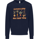 Vegan Living Life on the Veg Vegetarian Kids Sweatshirt Jumper Navy Blue
