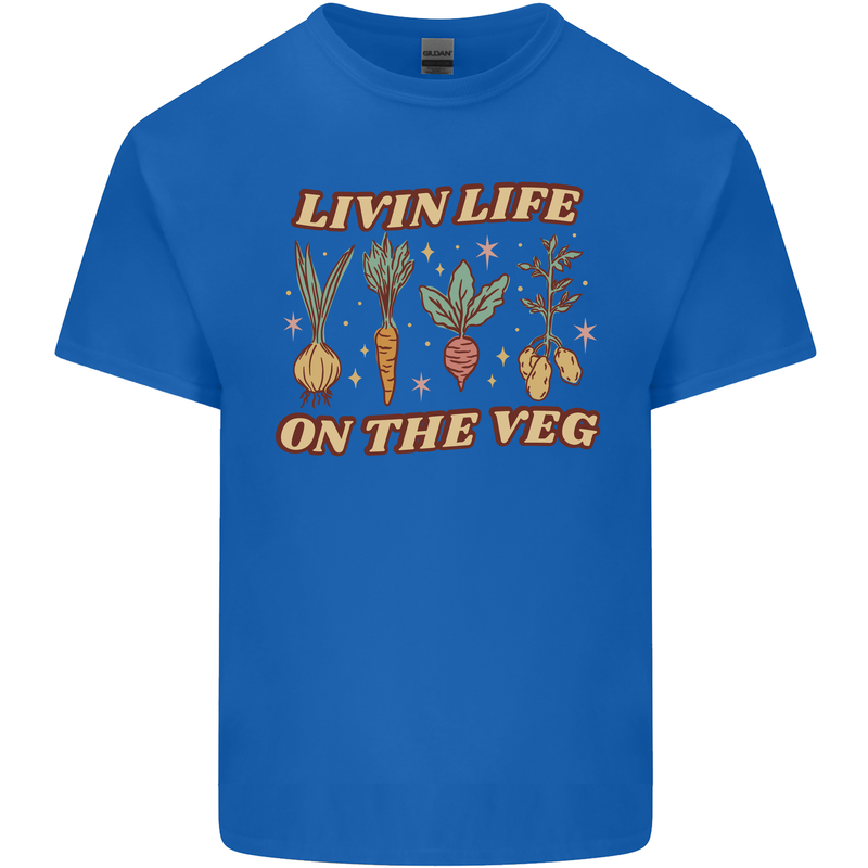 Vegan Living Life on the Veg Vegetarian Kids T-Shirt Childrens Royal Blue