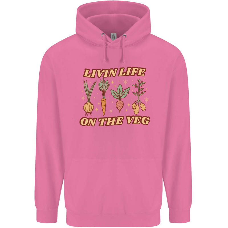 Vegan Living Life on the Veg Vegetarian Mens 80% Cotton Hoodie Azelea
