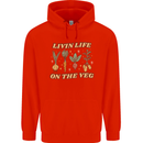 Vegan Living Life on the Veg Vegetarian Mens 80% Cotton Hoodie Bright Red