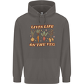 Vegan Living Life on the Veg Vegetarian Mens 80% Cotton Hoodie Charcoal