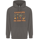 Vegan Living Life on the Veg Vegetarian Mens 80% Cotton Hoodie Charcoal