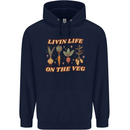 Vegan Living Life on the Veg Vegetarian Mens 80% Cotton Hoodie Navy Blue
