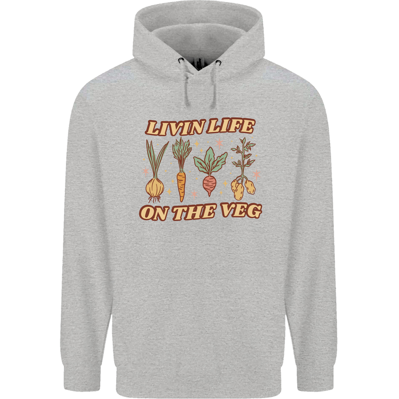Vegan Living Life on the Veg Vegetarian Mens 80% Cotton Hoodie Sports Grey