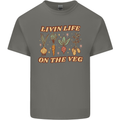 Vegan Living Life on the Veg Vegetarian Mens Cotton T-Shirt Tee Top Charcoal