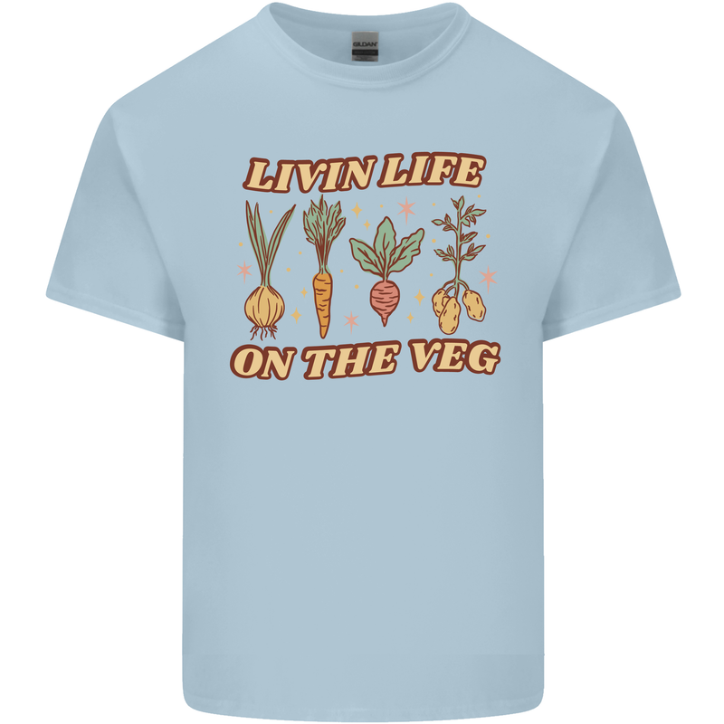 Vegan Living Life on the Veg Vegetarian Mens Cotton T-Shirt Tee Top Light Blue