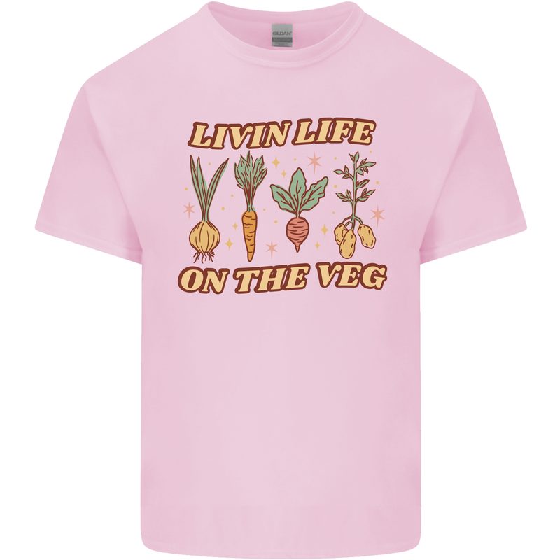 Vegan Living Life on the Veg Vegetarian Mens Cotton T-Shirt Tee Top Light Pink