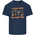 Vegan Living Life on the Veg Vegetarian Mens Cotton T-Shirt Tee Top Navy Blue