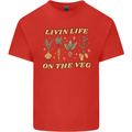 Vegan Living Life on the Veg Vegetarian Mens Cotton T-Shirt Tee Top Red