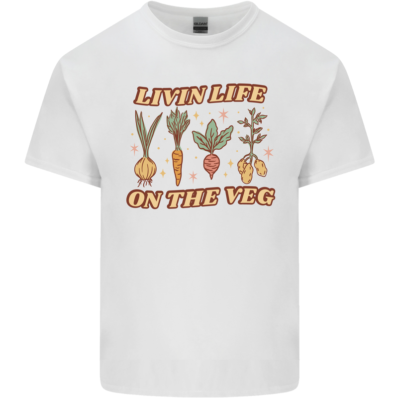 Vegan Living Life on the Veg Vegetarian Mens Cotton T-Shirt Tee Top White