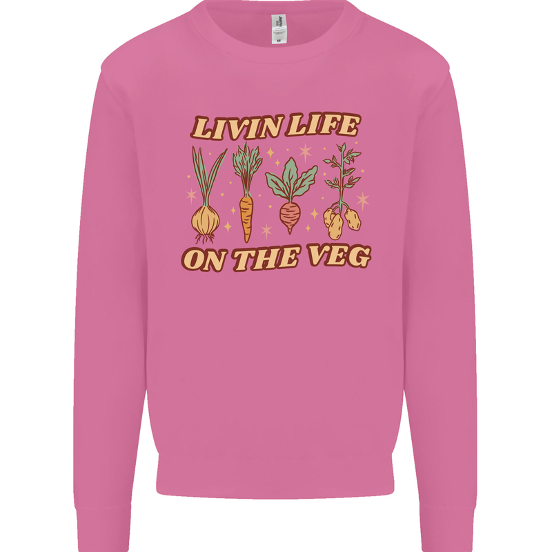 Vegan Living Life on the Veg Vegetarian Mens Sweatshirt Jumper Azalea