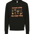 Vegan Living Life on the Veg Vegetarian Mens Sweatshirt Jumper Black