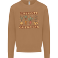 Vegan Living Life on the Veg Vegetarian Mens Sweatshirt Jumper Caramel Latte