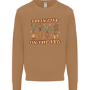 Vegan Living Life on the Veg Vegetarian Mens Sweatshirt Jumper Caramel Latte