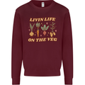 Vegan Living Life on the Veg Vegetarian Mens Sweatshirt Jumper Maroon