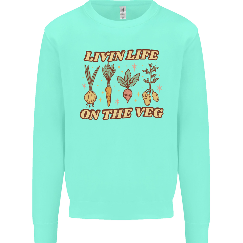 Vegan Living Life on the Veg Vegetarian Mens Sweatshirt Jumper Peppermint