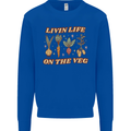 Vegan Living Life on the Veg Vegetarian Mens Sweatshirt Jumper Royal Blue