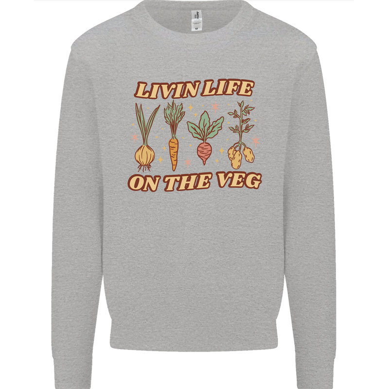 Vegan Living Life on the Veg Vegetarian Mens Sweatshirt Jumper Sports Grey