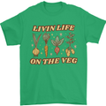 Vegan Living Life on the Veg Vegetarian Mens T-Shirt 100% Cotton Irish Green